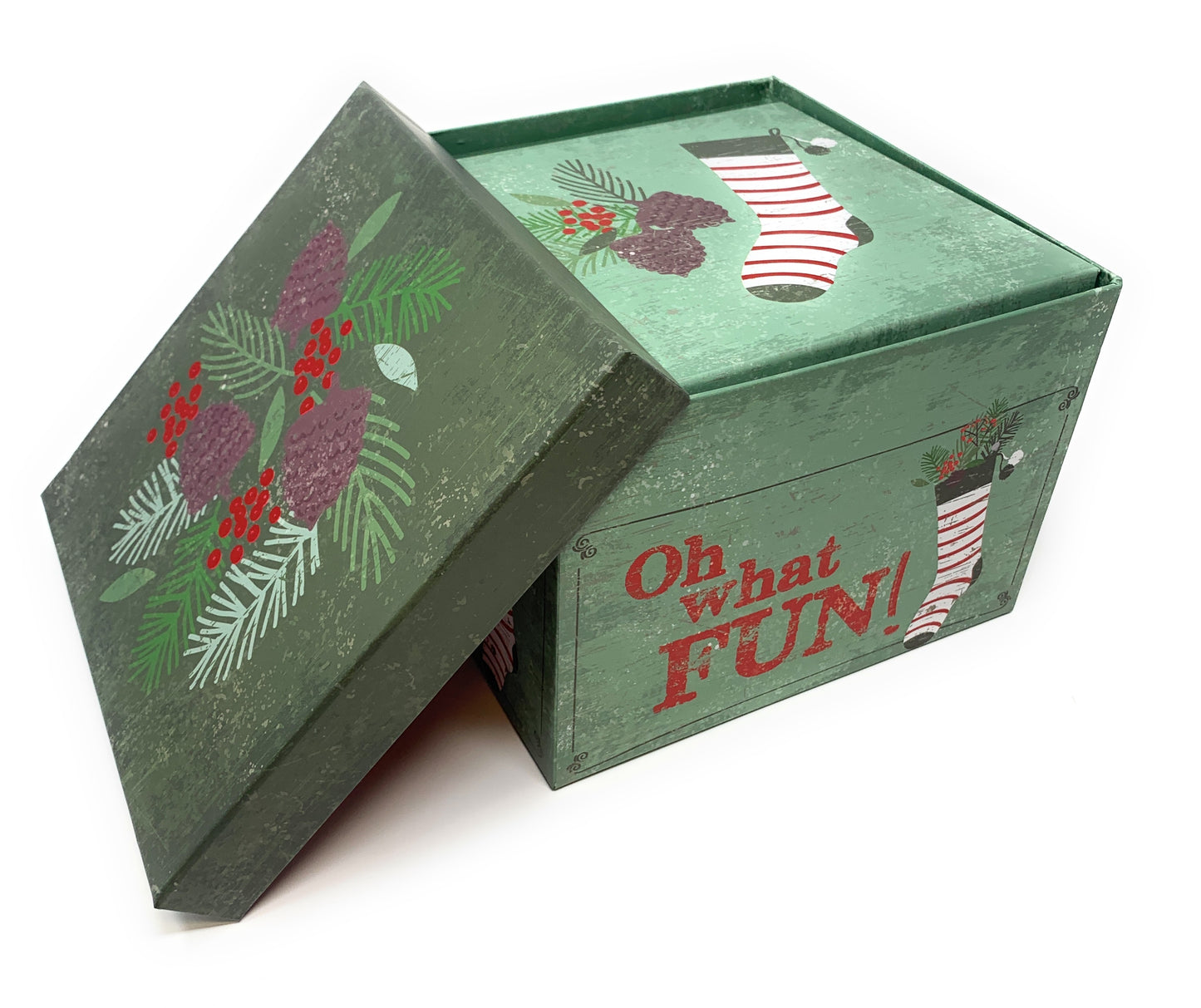 6 Small Deluxe Heavyweight Nested Christmas Gift Boxes (Holly)