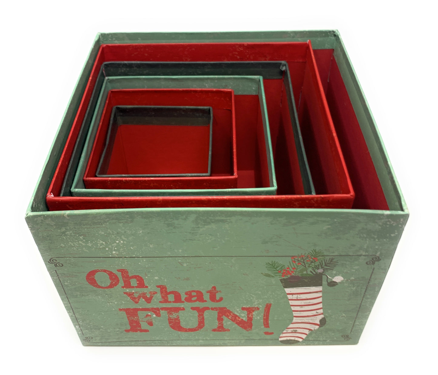 6 Small Deluxe Heavyweight Nested Christmas Gift Boxes (Holly)