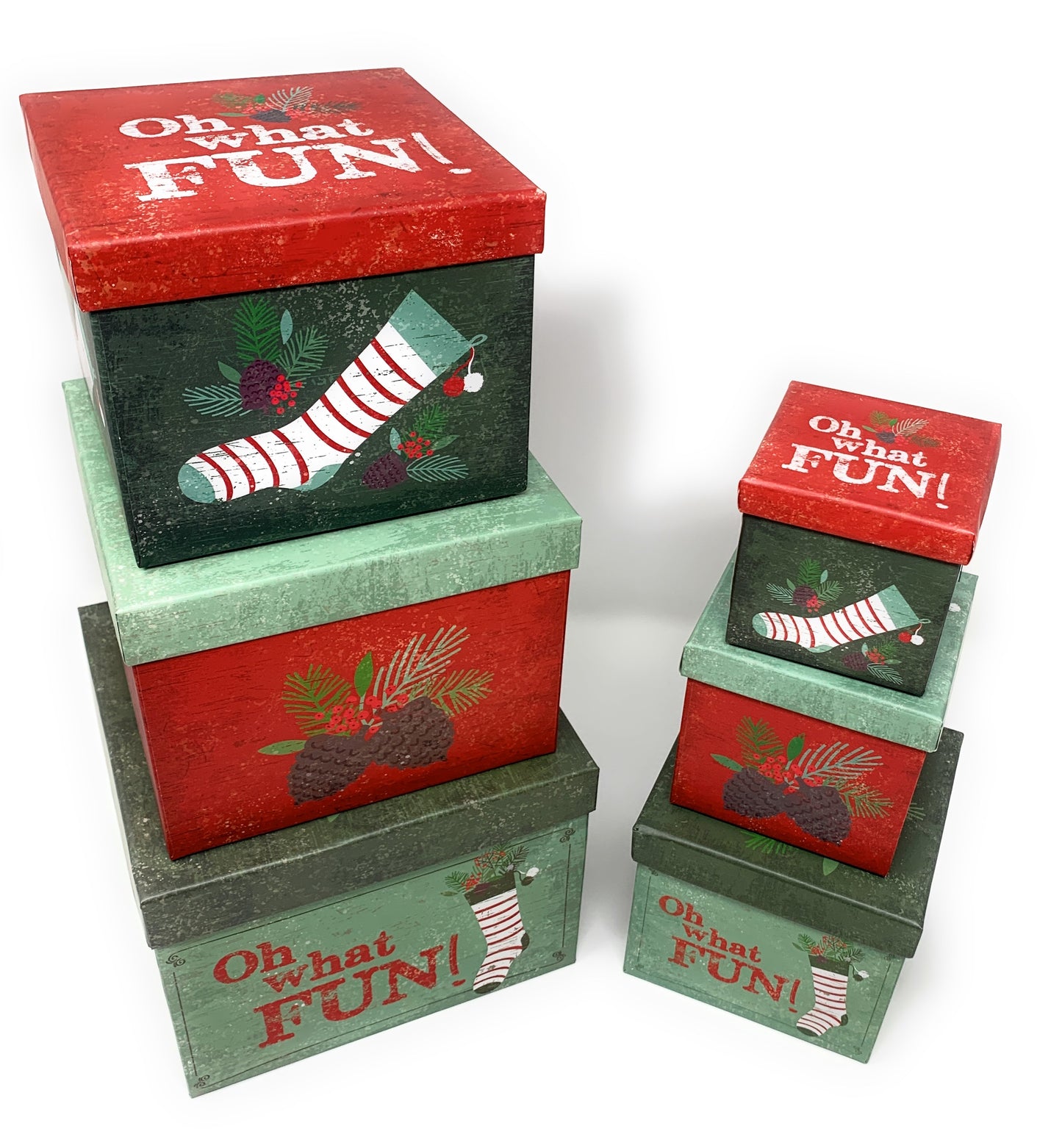 6 Small Deluxe Heavyweight Nested Christmas Gift Boxes (Holly)