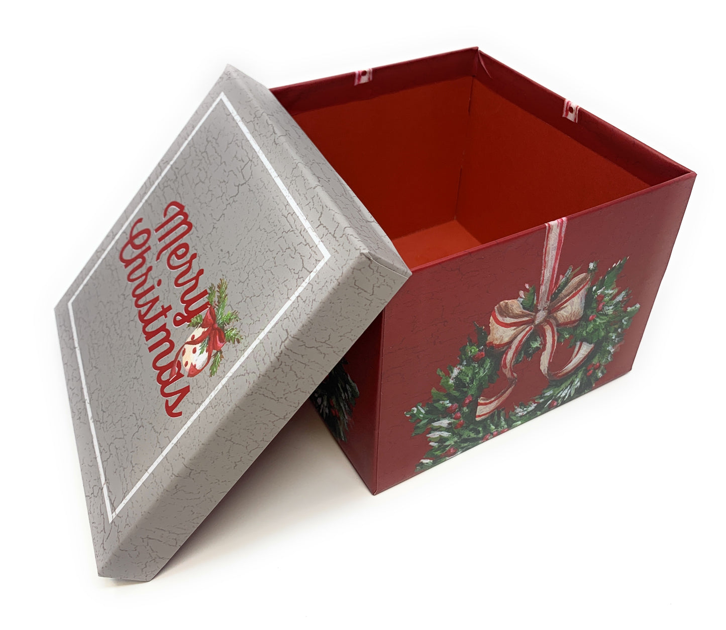 6 Small Deluxe Heavyweight Nested Christmas Gift Boxes (Wreath)