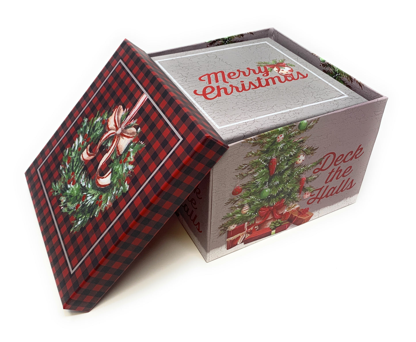 6 Small Deluxe Heavyweight Nested Christmas Gift Boxes (Wreath)