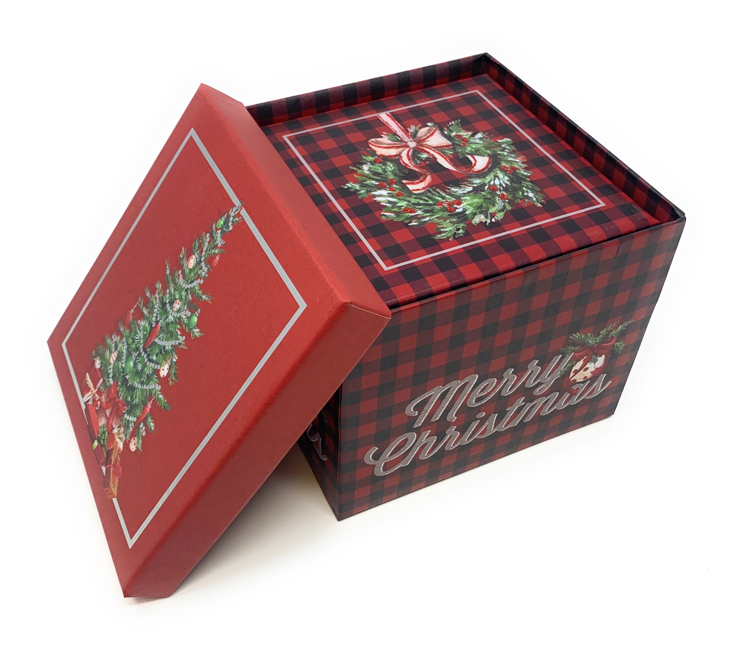 6 Small Deluxe Heavyweight Nested Christmas Gift Boxes (Wreath)