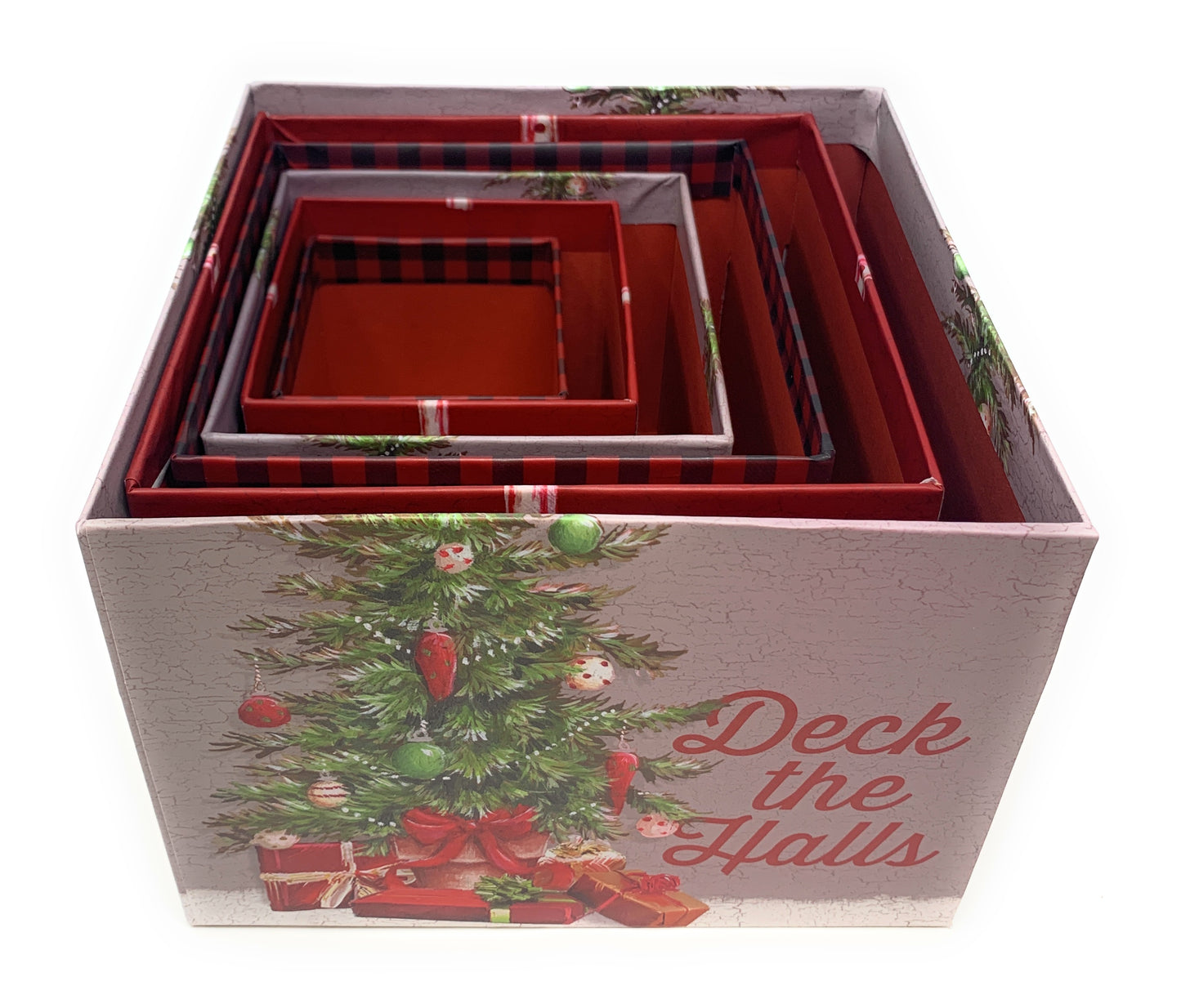 6 Small Deluxe Heavyweight Nested Christmas Gift Boxes (Wreath)