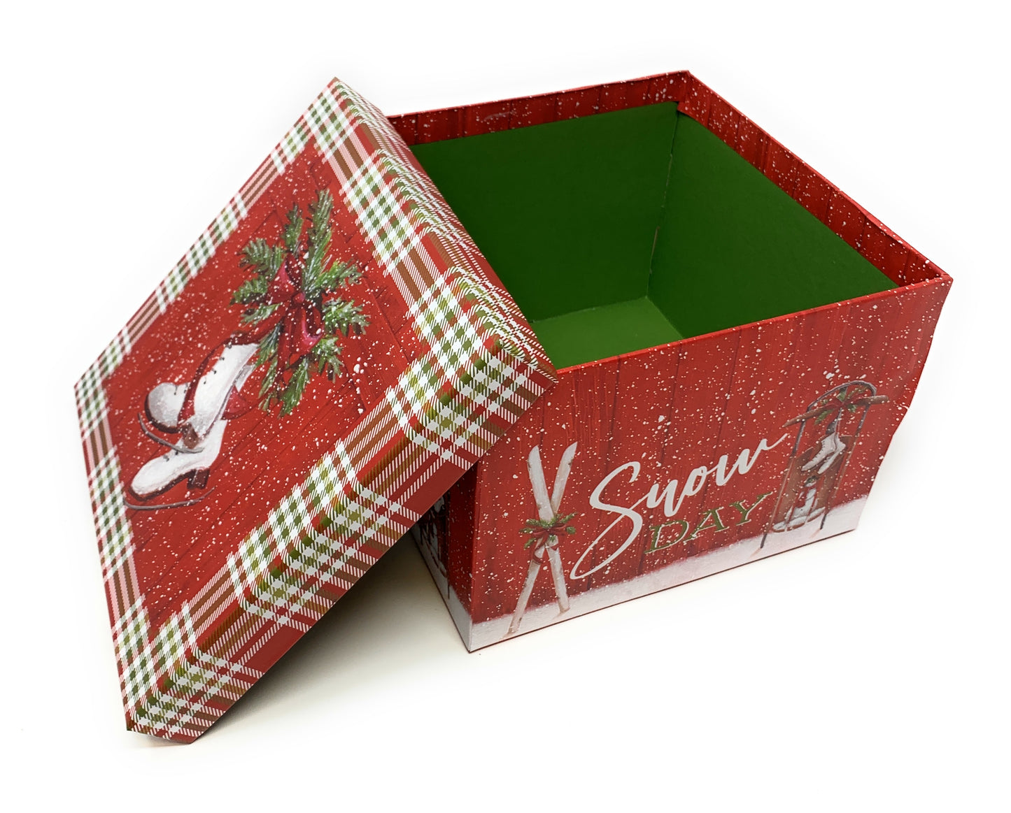 6 Small Deluxe Heavyweight Nested Christmas Gift Boxes (Ice Skates)