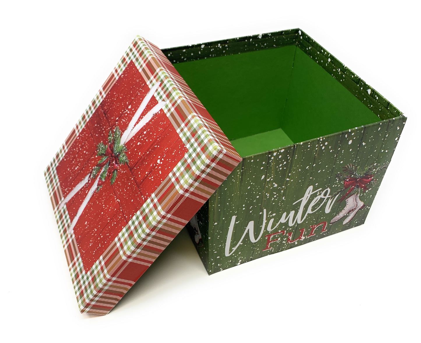 6 Small Deluxe Heavyweight Nested Christmas Gift Boxes (Ice Skates)