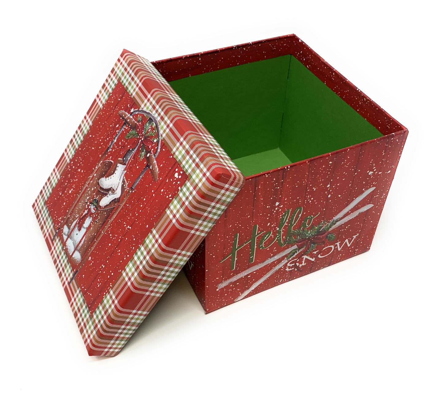 6 Small Deluxe Heavyweight Nested Christmas Gift Boxes (Ice Skates)