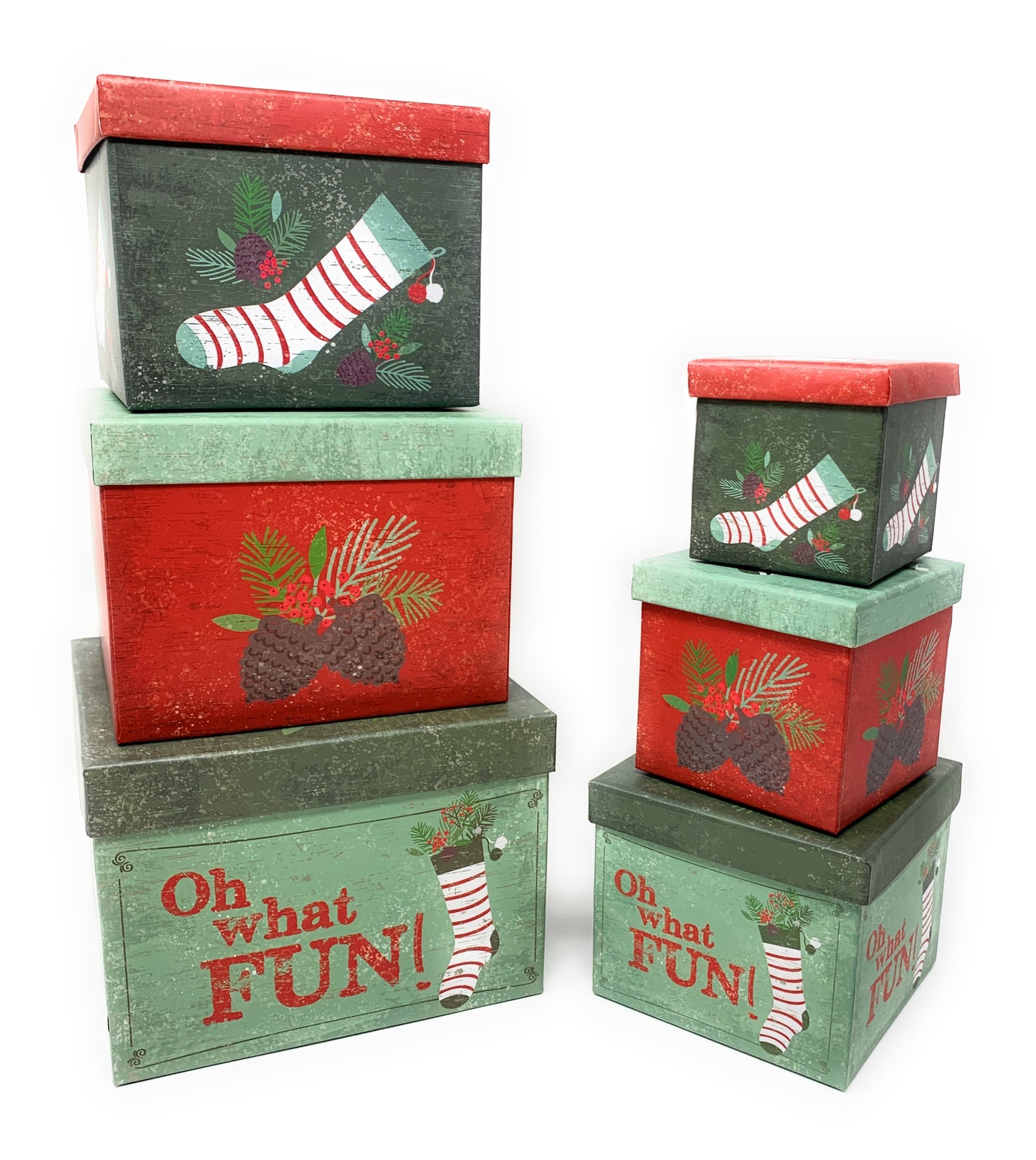 6 Small Deluxe Heavyweight Nested Christmas Gift Boxes (Holly)