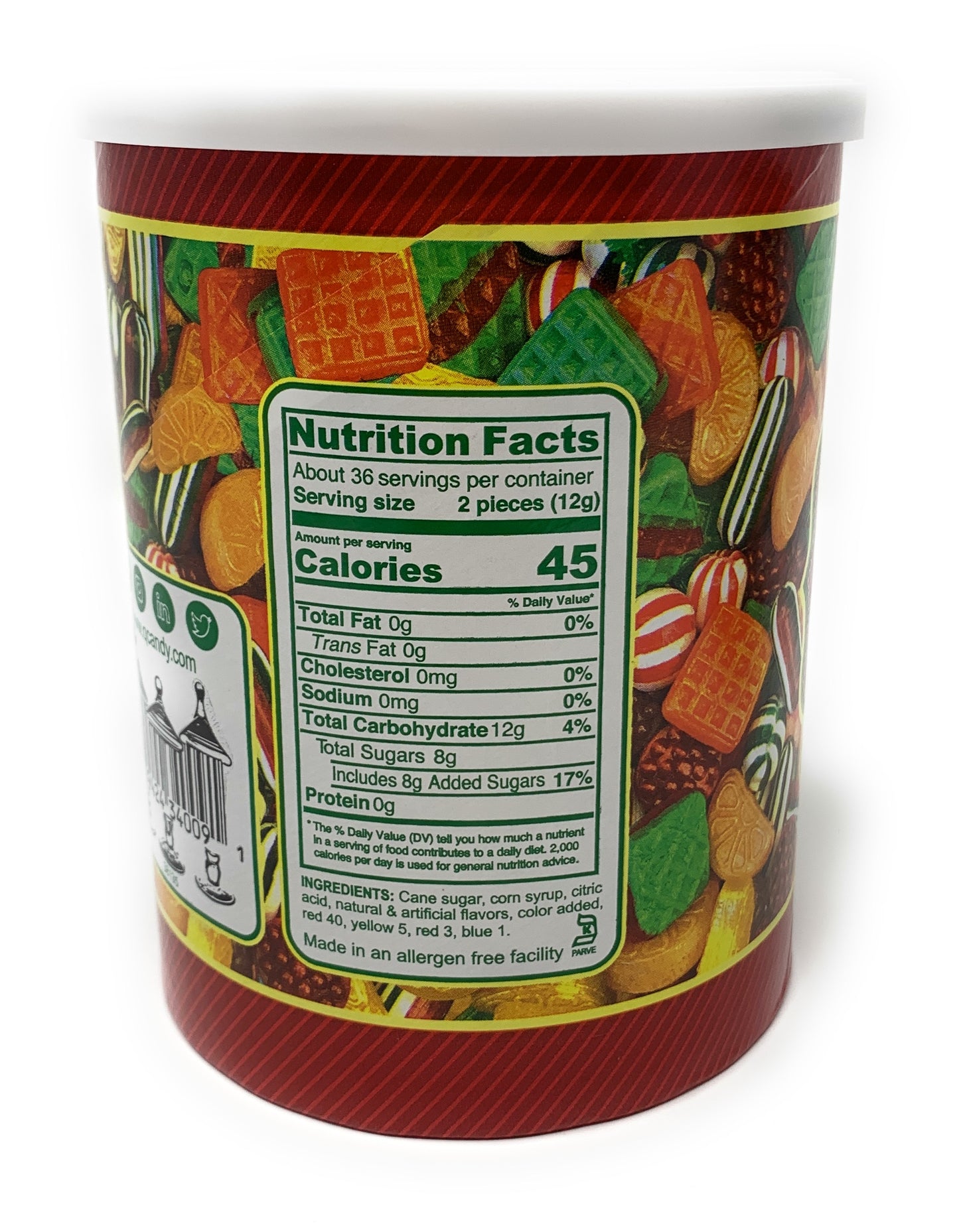 Washburn's Old Fashioned Original Hard Candy 15.5 Ounce Canister