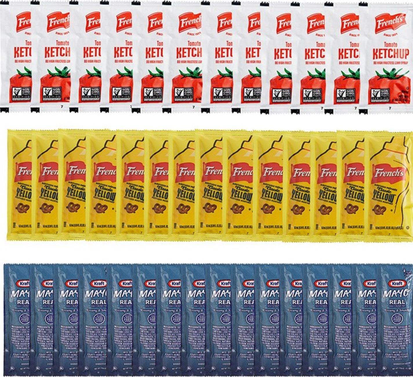Tri Pack Condiments The Seasonal Shop Condiment Packets Variety Pack - 50 Single Serve Por
